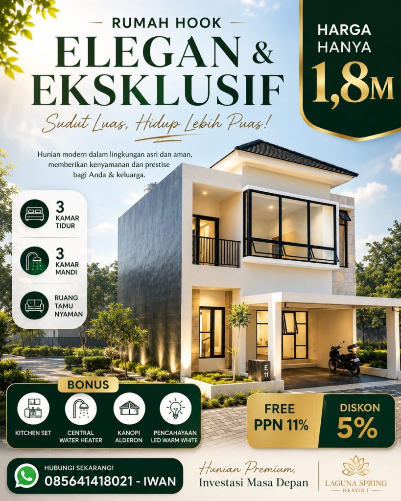 Rumah Siap Huni di Perumahan Mewah Jogja – Tipe Orchid Hook Eksklusif di Laguna Spring Hill